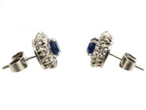 18ct White Gold, Sapphire & Diamond Cluster Earrings