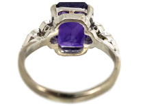 Art Deco 18ct White Gold & Platinum, Amethyst & Diamond Ring