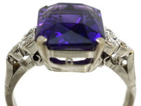 Art Deco 18ct White Gold & Platinum, Amethyst & Diamond Ring