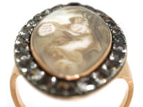 Georgian Gold & Paste Ring Inset with a Sepia Miniature of a Lady and her Dog