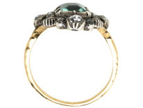 Georgian 15ct Gold, Foiled Green Aquamarine & Rose Diamond Ring