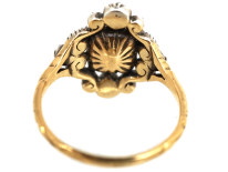 Georgian 15ct Gold, Foiled Green Aquamarine & Rose Diamond Ring