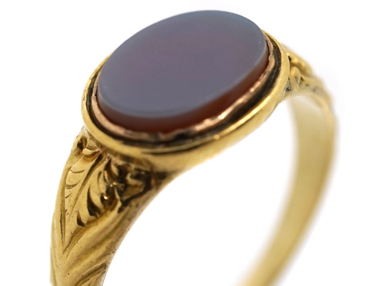 18ct Gold Early Victorian Signet Ring Set with a Carnelian