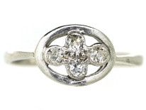 Art Deco 18ct White Gold Ring Set With Four Diamonds