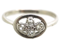 Art Deco 18ct White Gold Ring Set With Four Diamonds