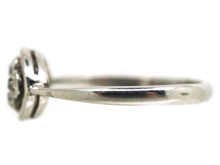 Art Deco 18ct White Gold Ring Set With Four Diamonds