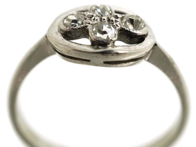 Art Deco 18ct White Gold Ring Set With Four Diamonds