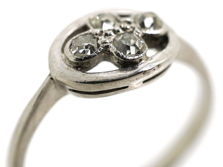 Art Deco 18ct White Gold Ring Set With Four Diamonds