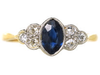 Edwardian 18ct Gold & Platinum, Sapphire & Diamond Ring
