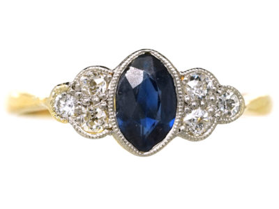 Edwardian 18ct Gold & Platinum, Sapphire & Diamond Ring