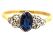 Edwardian 18ct Gold & Platinum, Sapphire & Diamond Ring