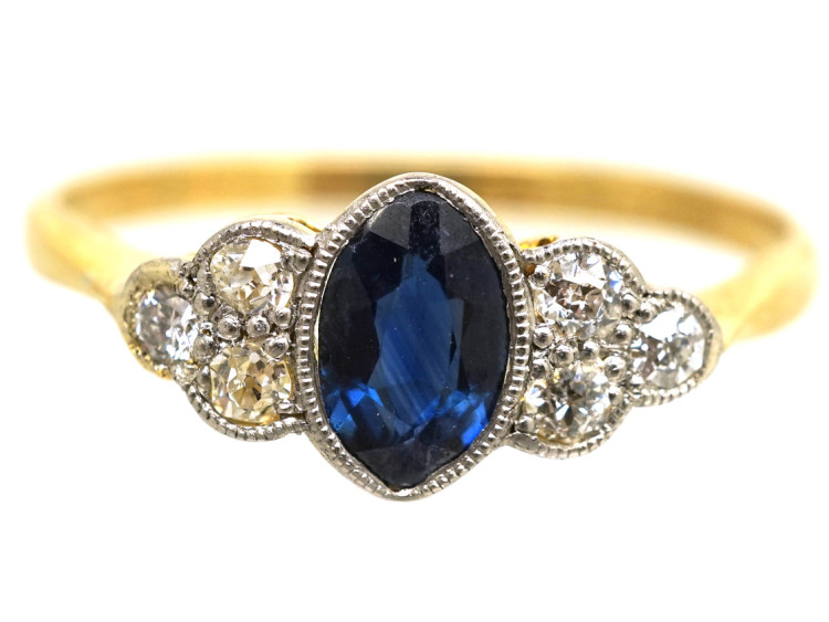 Edwardian 18ct Gold & Platinum, Sapphire & Diamond Ring