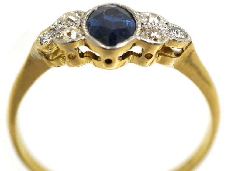 Edwardian 18ct Gold & Platinum, Sapphire & Diamond Ring
