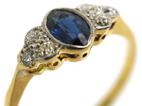Edwardian 18ct Gold & Platinum, Sapphire & Diamond Ring