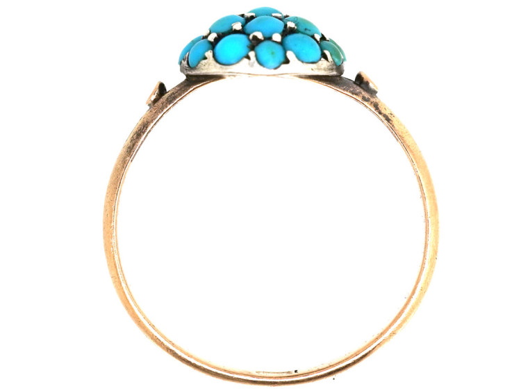 Edwardian 9ct Gold & Turquoise Cluster Ring
