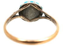 Edwardian 9ct Gold & Turquoise Cluster Ring