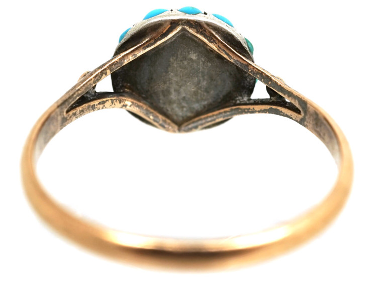 Edwardian 9ct Gold & Turquoise Cluster Ring