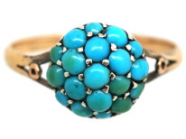 Edwardian 9ct Gold & Turquoise Cluster Ring