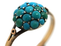 Edwardian 9ct Gold & Turquoise Cluster Ring