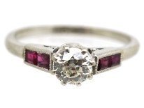 Art Deco Platinum, Ruby & Diamond Ring