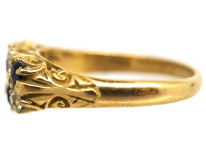 Edwardian 18ct Gold, Sapphire & Diamond Chequerboard Ring