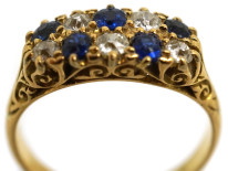 Edwardian 18ct Gold, Sapphire & Diamond Chequerboard Ring