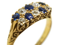 Edwardian 18ct Gold, Sapphire & Diamond Chequerboard Ring
