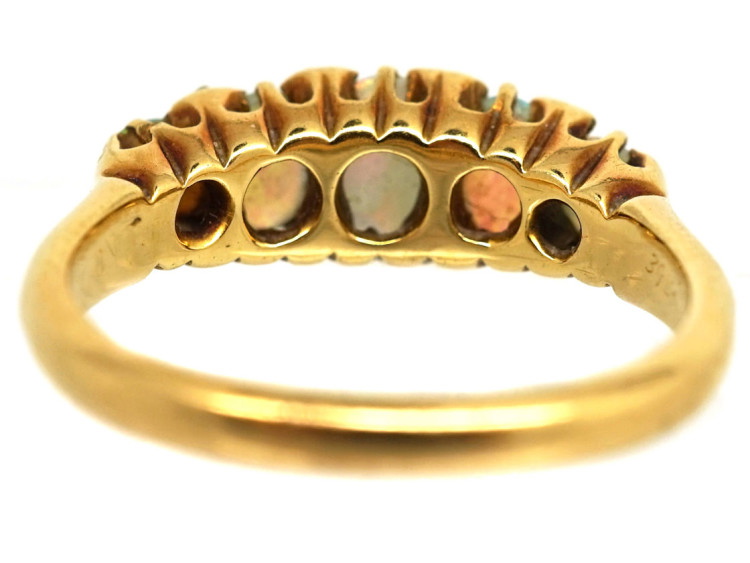 Edwardian Opal & Rose Diamond Five Stone Ring