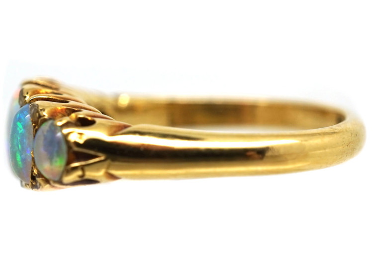 Edwardian Opal & Rose Diamond Five Stone Ring
