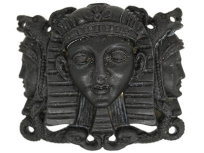 Grand Tour Carved Black Lava Egyptian Revival Brooch
