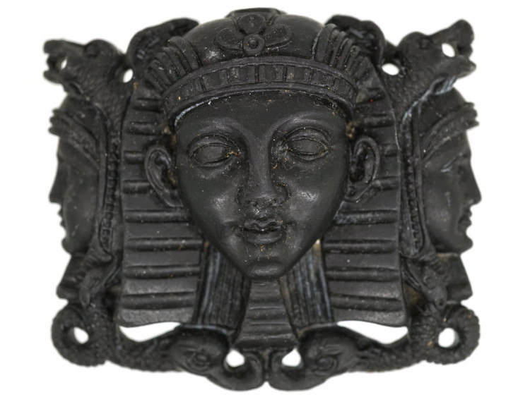 Grand Tour Carved Black Lava Egyptian Revival Brooch