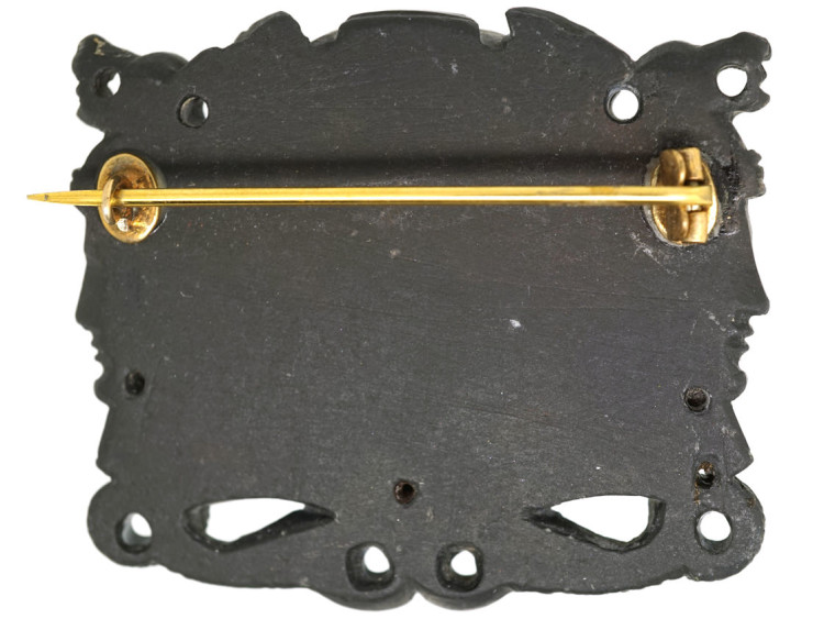 Grand Tour Carved Black Lava Egyptian Revival Brooch