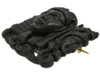 Grand Tour Carved Black Lava Egyptian Revival Brooch