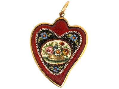 Georgian 15ct Gold Weeping Heart Micro Mosaic Pendant Georgian 15ct Gold Weeping Heart Micro Mosaic Pendant