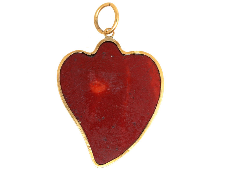 Georgian 15ct Gold Weeping Heart Micro Mosaic Pendant