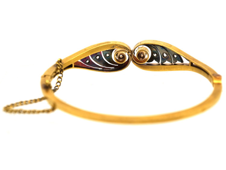 Edwardian 15ct Gold & Diamond Bangle