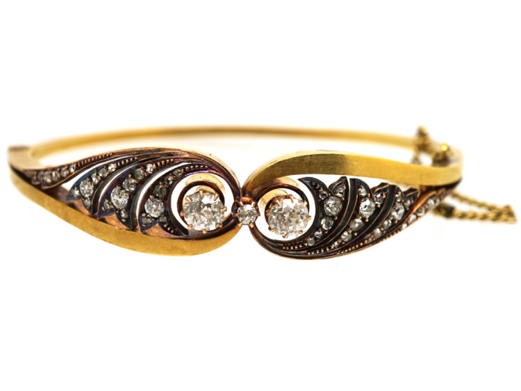 Edwardian 15ct Gold & Diamond Bangle