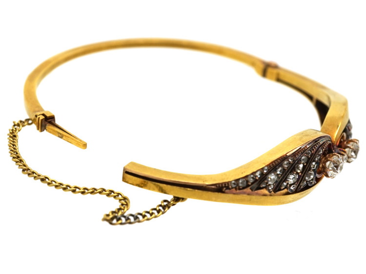Edwardian 15ct Gold & Diamond Bangle