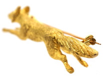 Edwardian 15ct Gold Running Fox Brooch