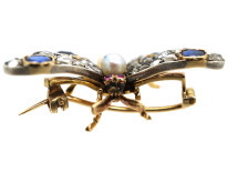 Edwardian Sapphire, Natural Pearl, Ruby & Diamond Butterfly Brooch