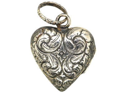 Georgian Silver Heart Shaped Pendant with Vinaigrette Inside