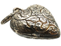 Georgian Silver Heart Shaped Pendant with Vinaigrette Inside