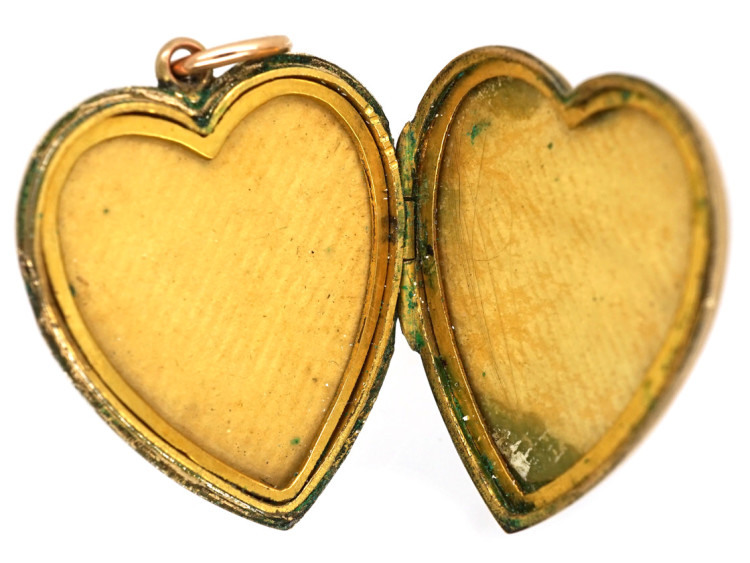 Edwardian 9ct Back & Front Heart Shaped Locket Set With a Rose Diamond