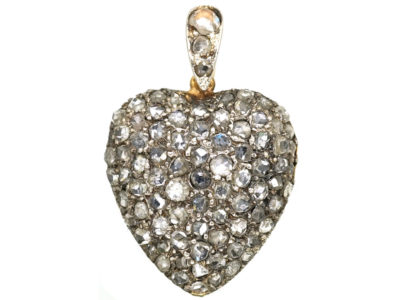 Edwardian 15ct Gold & Rose Diamond Heart Shaped Pendant