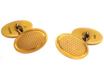 Art Deco 9ct Gold Engine Turned Cufflinks