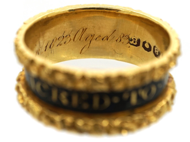 Georgian 18ct Gold & Enamel Mourning Ring for William Dent
