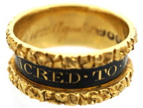 Georgian 18ct Gold & Enamel Mourning Ring for William Dent