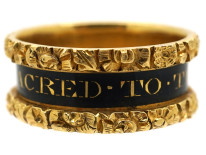 Georgian 18ct Gold & Enamel Mourning Ring for William Dent