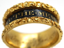 Georgian 18ct Gold & Enamel Mourning Ring for William Dent