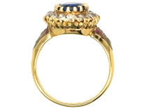 Edwardian 18ct Gold Oval Sapphire & Diamond Ring